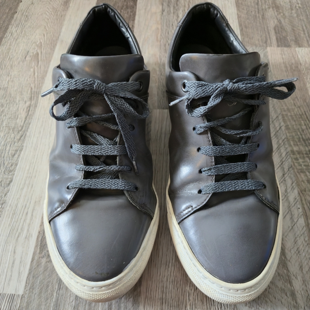 Brother Frère Grey Leather Low Top Sneaker 42 US 9 Made in Portugal Quiet Luxury - Picture 2 of 15